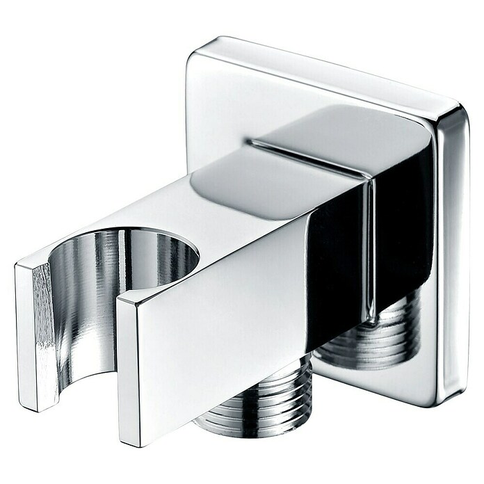 Soporte para ducha IMEX Soporte cuadrado para mango de ducha con salida de agua (Cromo) | BAUHAUS