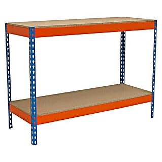 Simonrack Simonwork Mesa de trabajo Basic 2 (L x An x Al: 90 x 150 x 90 cm, Capacidad de carga: 400 kg, Azul/Naranja)