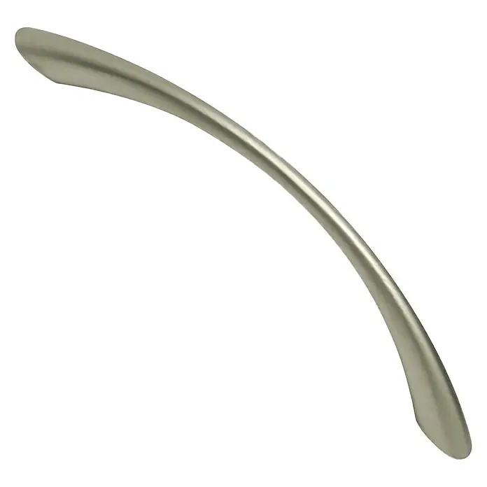 Nesu Tirador para muebles 868602 - L x An x Al: 11,2 x 0,8 x 2,3 cm, Acero, Níquel, Distancia entre orificios: 96 mm - Tirador de mueble plateado con diseño curvo para cajones y armarios. Diseño moderno para un interior elegante.