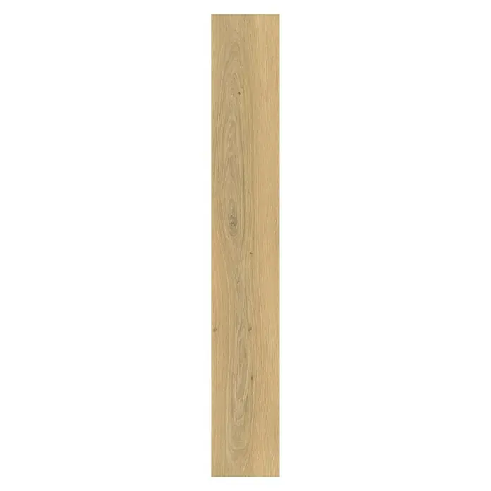 Laminado Gualdal - 1.200 x 191 x 8 mm, Marrón, AC5, Resistente al agua - Imagen detallada de un panel de madera que muestra una veta llamativa y una paleta de colores claros y naturales.