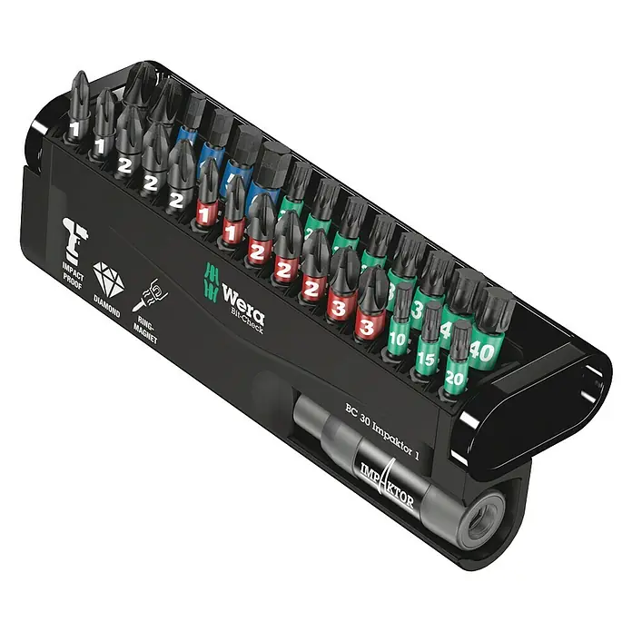 Wera Bit-Set Bit-Check 30 Impaktor 1 - 29 -tlg. - Das Wera Bit-Check BC 30 Impaktor 1 Set, ideal für Schlagschrauberarbeiten mit Diamantbeschichtung für sicheren Halt und lange Lebensdauer.