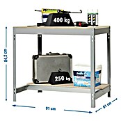 Simonrack Simonwork Banco de trabajo BT0 (L x Al: 61 x 84,2 cm, Ancho: 91 cm, Capacidad de carga: 600 kg, Gris)