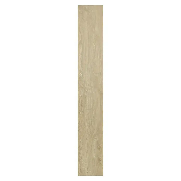 Suelo vinílico Corepel Cream Oak - 195 x 1.380 x 5,5 mm, Beige - Vista detallada de una baldosa de madera clara con vetas naturales. Ideal para diseños modernos de suelos y paredes.