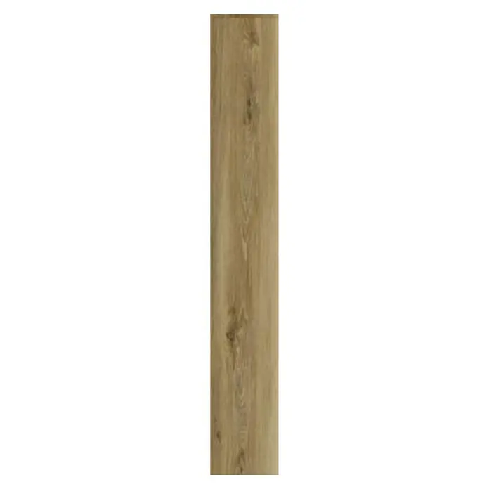 Suelo vinílico SPC Oak Mountain - 1.220 x 181 x 6,5 mm, Marrón, Resistente al agua - Primer plano de una chapa de madera con patrones de vetas naturales y tonos cálidos, perfecta para muebles o pisos.