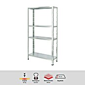 Regalux Metallregal (30 x 84 x 160 cm, Traglast: 40 kg/Boden, Silber)