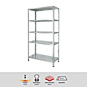 Regalux Metallregal (45 x 100 x 188 cm, Traglast: 65 kg/Boden, Silber)