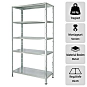Regalux Metallregal (45 x 100 x 188 cm, Traglast: 65 kg/Boden, Silber)