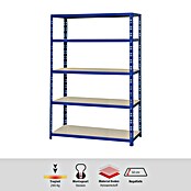 Regalux Metall-Schwerlastregal XL (50 x 120 x 180 cm, Traglast: 290 kg/Boden, Stecken)