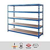 Regalux Metall-Schwerlastregal Mega (70 x 240 x 200 cm, Traglast: 450 kg/Boden, Stecken)