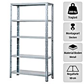 Regalux Metall-Schwerlastregal (50 x 120 x 188 cm, Traglast: 200 kg/Boden)