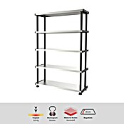 Terry Kunststoffregal MP Shelf 120 RC (H x B x T: 185 x 119 x 45 cm, Traglast pro Boden: 120 kg, Anzahl Böden: 5 Stk., Stecken, Silber) | BAUHAUS