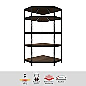 Regalux Eckregal (H x B x T: 180 x 75 x 45 cm, Traglast pro Boden: 200 kg, Anzahl Böden: 5 Stk., Stecken, Schwarz) | BAUHAUS