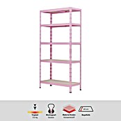 Regalux Metallregal (H x B x T: 180 x 90 x 40 cm, Traglast pro Boden: 175 kg, Anzahl Böden: 5 Stk., Rosa, Stecken) | BAUHAUS