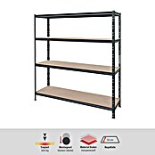 AR Shelving Schwerlastregal Rivet Z (H x B x T: 180 x 150 x 50 cm, Traglast pro Boden: 300 kg, Anzahl Böden: 4 Stk., Stecken, Schwarz) | BAUHAUS