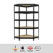 Regalux Eckregal (H x B x T: 180 x 90 x 40 cm, Traglast pro Boden: 210 kg, Anzahl Böden: 5 Stk., Stecken, Anthrazitgrau) | BAUHAUS