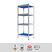 AR Shelving Metallregal Horeca (H x B x T: 180 x 75 x 50 cm, Traglast pro Boden: 175 kg, Anzahl Böden: 4 Stk., Stecken, Silber/Blau) | BAUHAUS