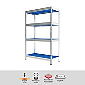 AR Shelving Metallregal Horeca (H x B x T: 180 x 110 x 50 cm, Traglast pro Boden: 175 kg, Anzahl Böden: 4 Stk., Stecken, Silber/Blau) | BAUHAUS