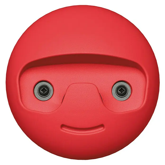 Häfele Gancho para colgar - Diámetro: 119,3 mm, Rojo - Dummy de tornillo rojo con cara sonriente para proyectos creativos. Ideal para entusiastas del bricolaje.