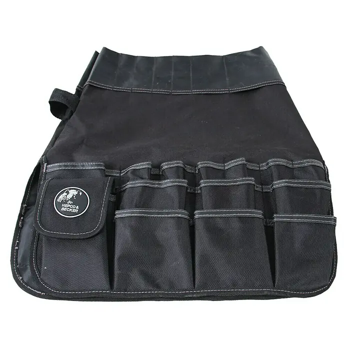 Hepco & Becker Werkzeugtasche Polytex 5860 Eimertasche - Nylon - Schwarze Werkzeugschürze von Hepco & Becker mit vielen Taschen und Fächern zur Aufbewahrung von Werkzeugen und Zubehör.