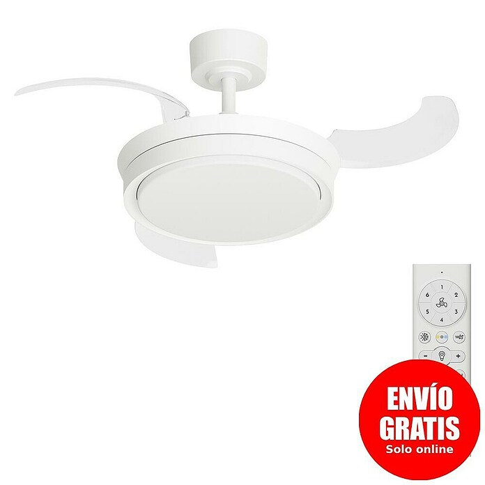 Arte confort Ventilador de techo Verona S (Blanco, 91 cm, 30 W, Blanco cálido, Tamaño de la estancia: 15 m²) | BAUHAUS