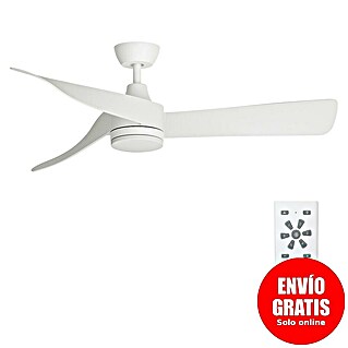 Arte confort Ventilador de techo Zeph (Blanco, 132 cm, 50 W, Blanco cálido, Con luz)