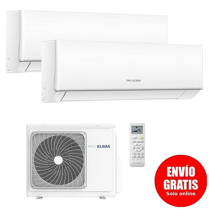 PR Klima Aire acondicionado Inverter 2x1 (2.600 W - 3.200 W, 2.800 W - 3.600 W, 16 m² - 25 m², Blanco) | BAUHAUS