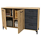 Muebles Pitarch Aparador Nantes (L x An x Al: 40 x 135 x 85 cm, Roble Gold/Mármol, Número de cajones: 3 ud., Número de puertas: 2 ud.) | BAUHAUS