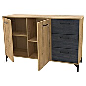 Muebles Pitarch Aparador Nantes (L x An x Al: 40 x 135 x 85 cm, Roble Gold/Mármol, Número de cajones: 3 ud., Número de puertas: 2 ud.) | BAUHAUS