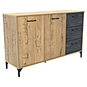 Muebles Pitarch Aparador Nantes (L x An x Al: 40 x 135 x 85 cm, Roble Gold/Mármol, Número de cajones: 3 ud., Número de puertas: 2 ud.) | BAUHAUS
