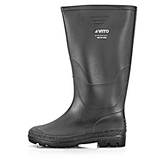 Vito Botas de agua de caña alta Wellington (Talla de pie: 44, Negro)