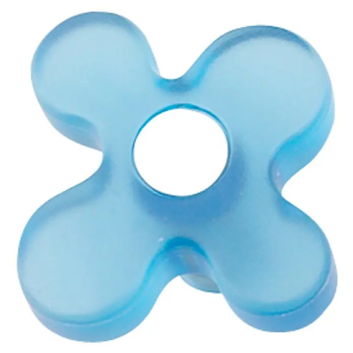 Nesu Pomo infantil para mueble Flor - Azul - Un espaciador de silicona azul, de cuatro hojas transparente con un agujero en el centro. Ideal para hacer joyas o proyectos de artesanía.
