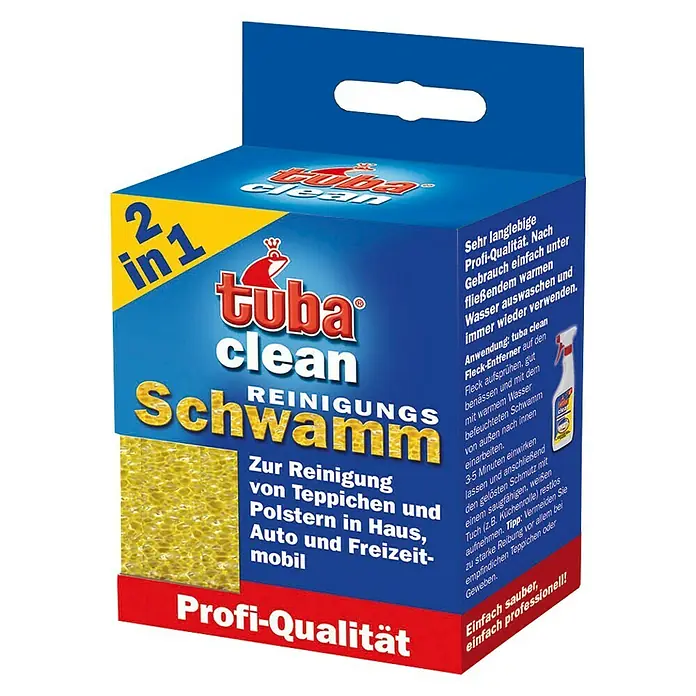 Tuba Clean Reinigungsschwamm 2 in 1 - Passend für: Tuba Clean Fleckentferner - tuba clean 2-in-1 Reinigungsschwamm für Teppiche und Polster in Haus, Auto und Freizeitmobil. Profi-Qualität für einfache, professionelle Reinigung.