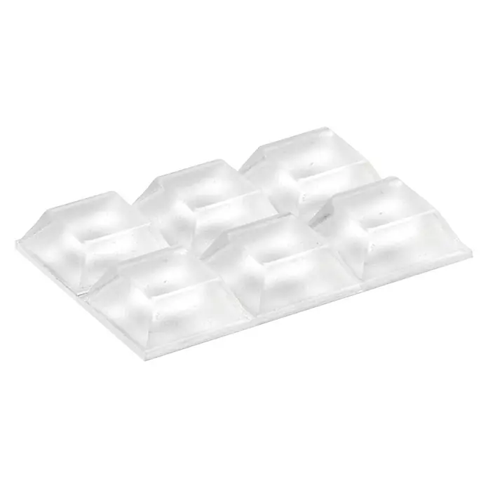 Inofix Adhesivo antideslizante 4055-2 - Transparente, Pegado, 6 pzs. - Set de topes transparentes autoadhesivos para muebles con seis almohadillas cuadradas para amortiguar y proteger.