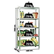 Simonrack Simonclassic Estantería metálica Advantage Plus (L x An x Al: 30 x 100 x 200 cm, Capacidad de carga: 75 kg/balda, Número de baldas: 5 ud., Plateado)