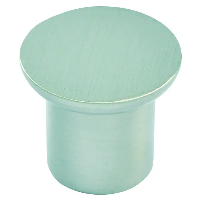 Nesu Pomo para muebles 30716 - Ø x Al: 25 x 25 mm, Acero, Níquel - Primer plano de un tirador de mueble redondo en plata cepillada, ideal para cajones o armarios.