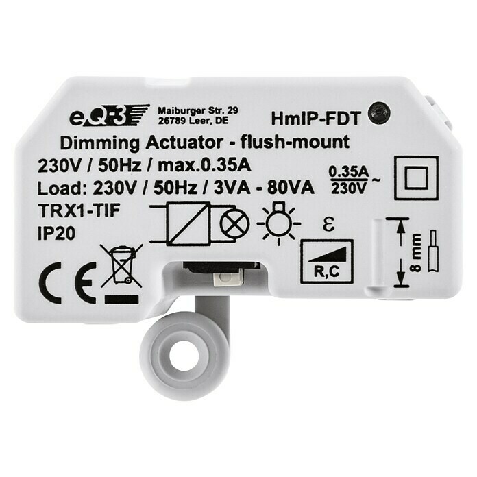 Homematic IP Phasenabschnittdimmer-Einsatz HmIP-FDT41 x 54 x 33 mm, Unterputz Front View