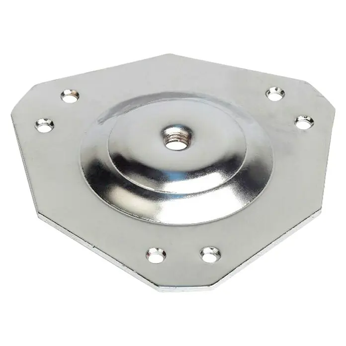 Rei Verbundplatte - L x B x H: 12 x 13 x 1,2 cm, Verchromt - Möbelbeinmontageplatte aus Metall mit mehreren Löchern.