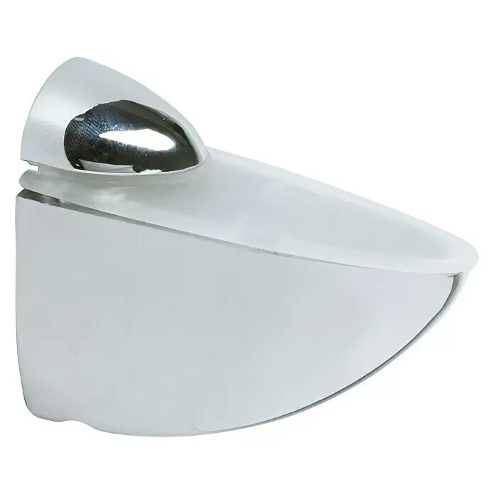 Rei Soporte de pared para estantes 2050 - Carga soportada: 30 kg, Apto para: Estantes, Cromo, Resplandeciente, 2 ud. - Soporte cromado para estante con pinza esmerilada, diseñado para estantes de vidrio o madera.