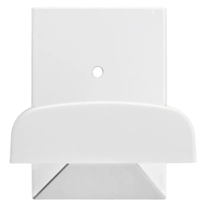 Inofix Colgador adhesivo 2044 - Blanco - Primer plano de un portarrollos de papel higiénico blanco y moderno con un diseño elegante y estética minimalista para baños.