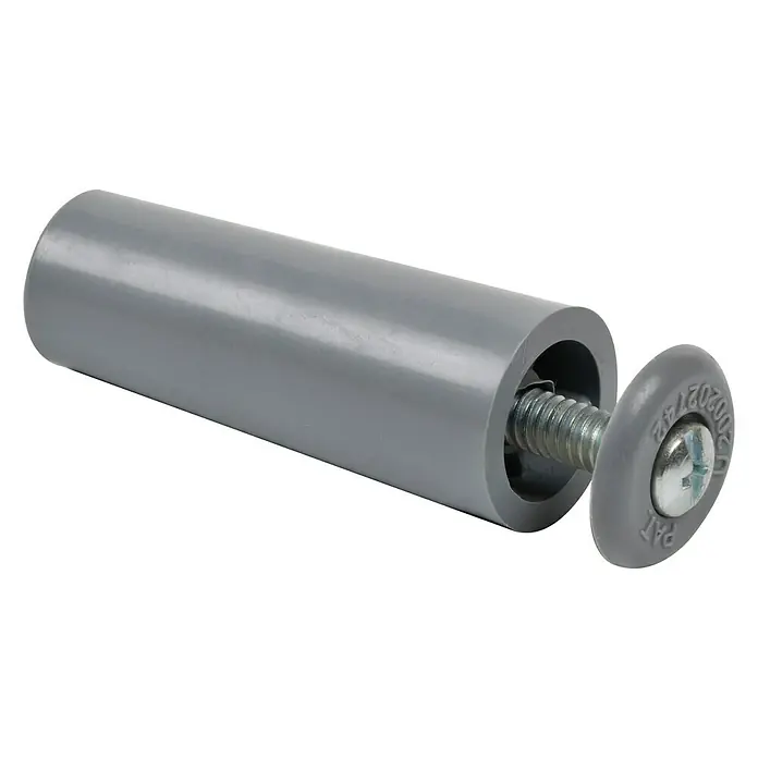 Tope de cierre para persiana - Ø x L: 20 x 60 mm, Gris, 2 ud. - Deslizador gris con tornillo, ideal para muebles. Asegura un movimiento suave y protege las superficies.