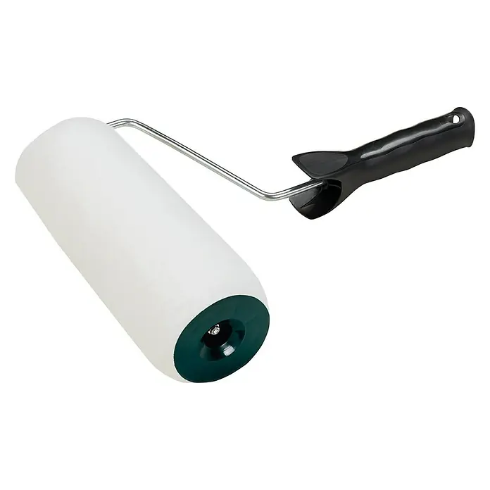Rodillo de pintar Vestan - Apto para: Superficies rugosas o muy rugosas, Anchura cilindro: 23 cm - Un rodillo de pintura aislado con cilindro blanco, marco cromado y mango negro, ideal para superficies lisas.