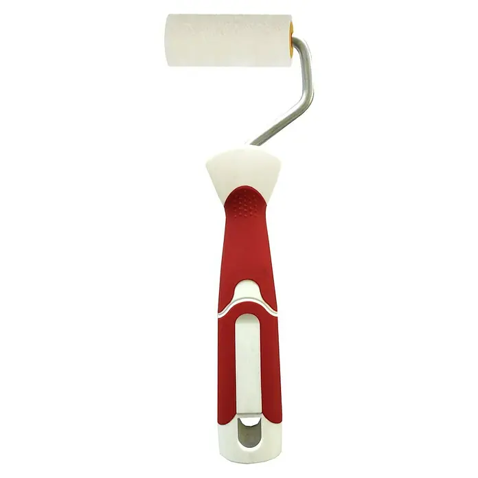Rodillo de pintar Velour - Apto para: Superficies lisas, Anchura cilindro: 5 cm - Rodillo de pintura con mango rojo y blanco, diseñado para una aplicación de pintura precisa y uniforme en proyectos de pintura.
