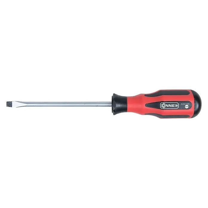 Connex Destornillador COX311125 - SL 6,5 mm, Longitud de la hoja: 125 mm - Destornillador de punta plana Connex con mango rojo. Ideal para aplicaciones de bricolaje y profesionales, robusto y duradero.