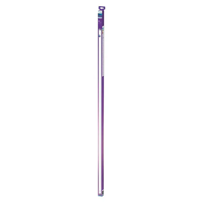 Philips LED Leuchtstoffröhre T8 - Länge: 151,42 cm, Kaltweiß, 20 W, 2.000 lm - LED-Leuchtstoffröhre in violettem Karton. Lange, schlanke Philips-LED-Röhre mit minimalistischem Design, ideal für moderne Beleuchtung.