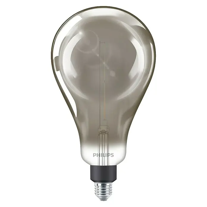 Philips Bombilla LED Modern Deco - E27, Intensidad regulable, Blanco neutro, 270 lm, 6,5 W - Primer plano de una bombilla Philips con vidrio transparente, mostrando su elegante filamento y la artesanía de alta calidad.