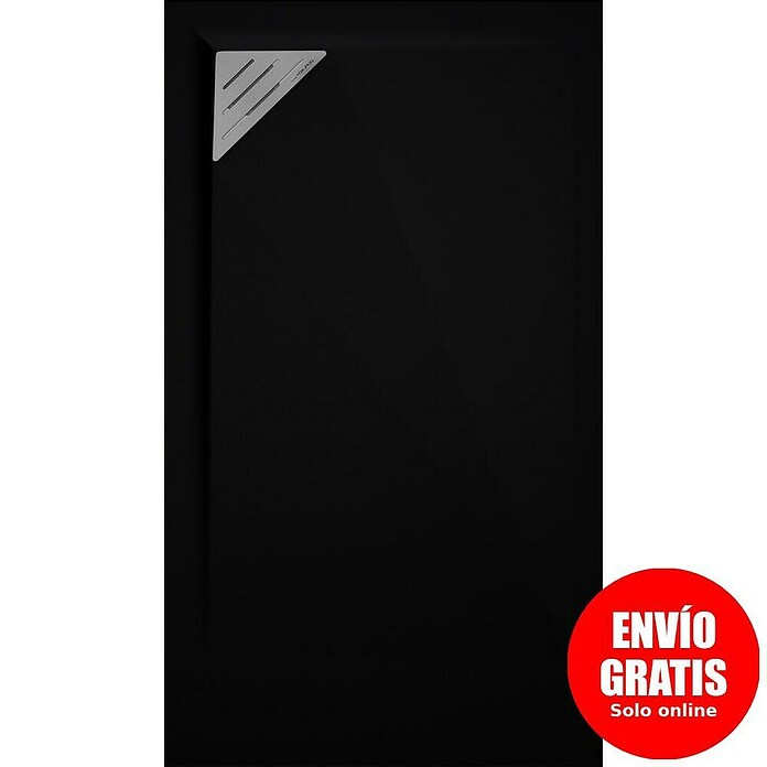Duplach Plato de ducha Mío (L x An: 210 x 90 cm, Material compuesto, Negro, Rejilla a la izquierda) | BAUHAUS