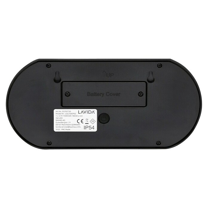 Lavida Solar-Außenwandleuchte (5 W, L x B x H: 25 x 12 x 6,5 cm, Schwarz, IP54, 500 lm) | BAUHAUS