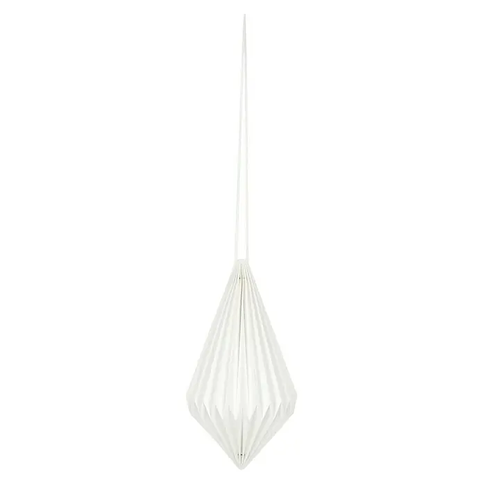 Starlux Hängelampe Laterne - L x B x H: 25 x 25 x 40 cm, Weiß - Ein hängender, weißer Papier-Lampenschirm in Rautenform mit einem schlichten, minimalistischen Design, das eine sanfte Beleuchtung erzeugt.