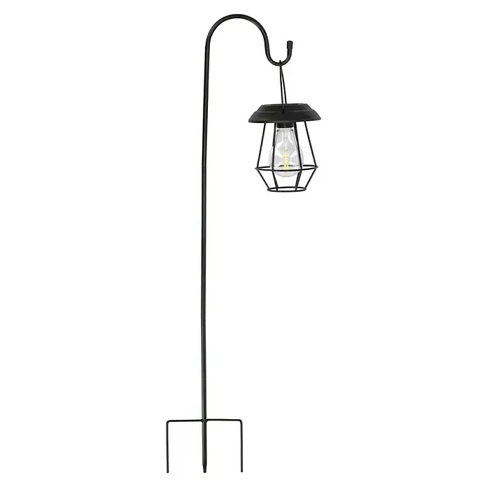 BAUHAUS Solar-Erdspieß Laterne - 0,06 W, L x B x H: 12 x 12 x 78 cm, Schwarz, IP44, 7,2 lm - Diese Solar-Laterne im Laternenpfahl-Design ist eine charmante Ergänzung für jeden Außenbereich und bietet eine gemütliche Beleuchtung.