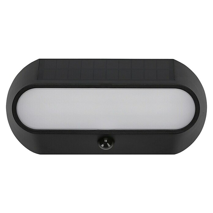 Lavida Solar-Außenwandleuchte (5 W, L x B x H: 25 x 12 x 6,5 cm, Schwarz, IP54, 500 lm) | BAUHAUS